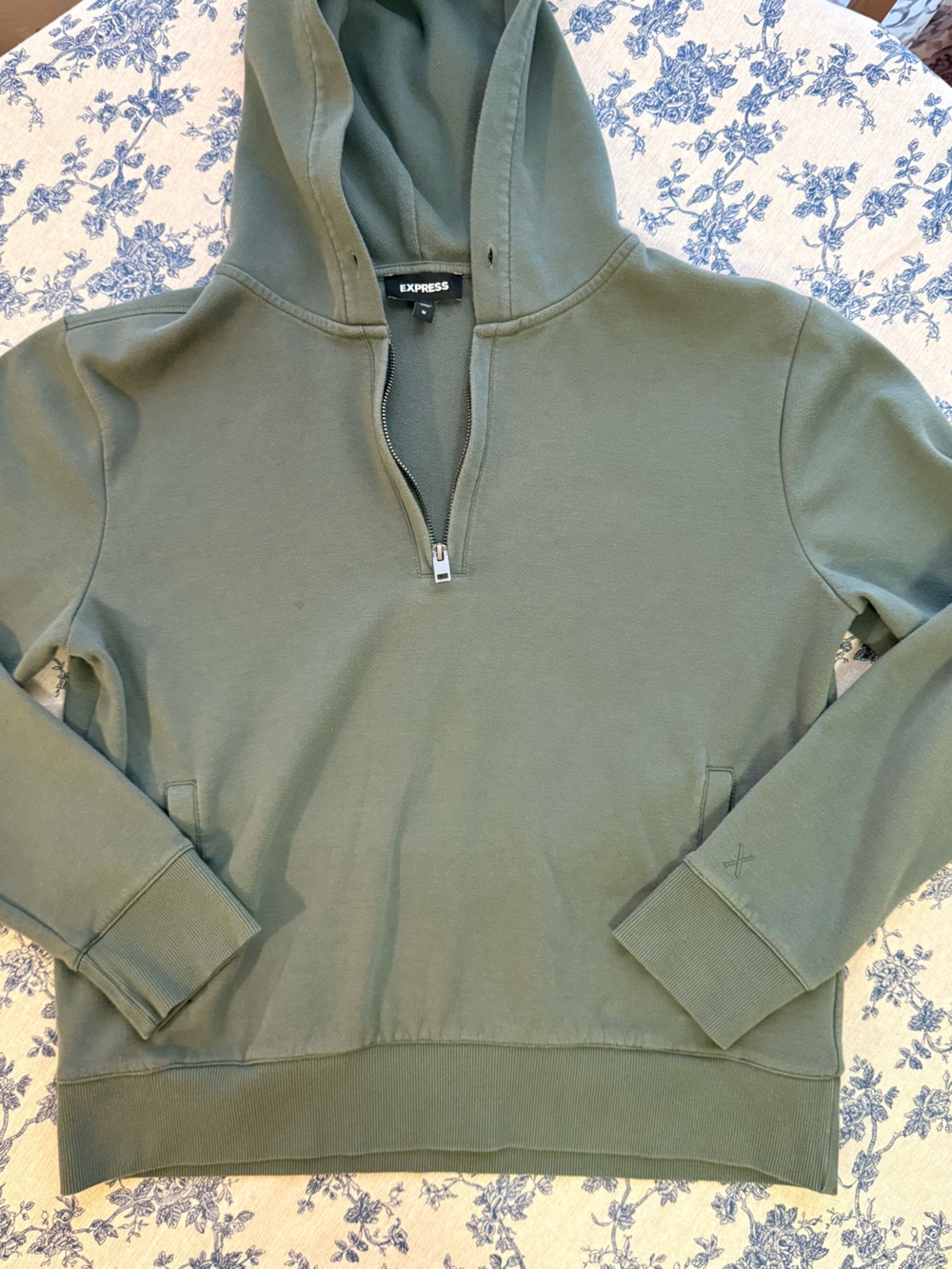 Express Olive Green Half-Zip Hoodie